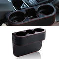 Car Cup Holder, PU Leather Auto Front Seat Organizer, Multifunctional Cup Drink Holders, Gap Filler Storage Box Coin Bucket Console Side Pocket Cell Mobile Phone Holder (Black)
