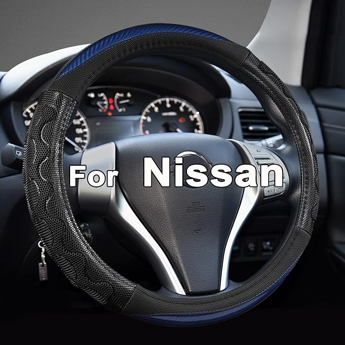 GIANT PANDA Steering Wheel Cover for Nissan Rogue - Car Steering Wheel Cover for Nissan Altima Sentra(Blue-Round-Shaped)