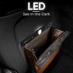 COZILO Leather Car Trash Can with Smart LED Light & Magnetic Closure,Leak-Proof, Odor-Lock Car Trash Bin for Any Cars, Sedans, SUVs, Trucks, Brown