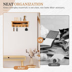Nekon Key Holder Wall Mount, Wall Organizer Shelf with 5 Key Hooks, Room Decor for Home and Apartment Essentials, Wood