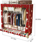 Portable Wardrobe with 4 Drawers Simple Temporary Wardrobe, Armario Portátil,New Oxford Cloth, Christmas Style (Christmas Col