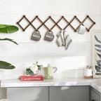 WGFKVAS Expandable Coat Rack, Accordion Wall Hangers, 19 Hooks Wooden Hat Rack Wall Mounted, Hat Hooks for Keys, Coffee Mug, 
