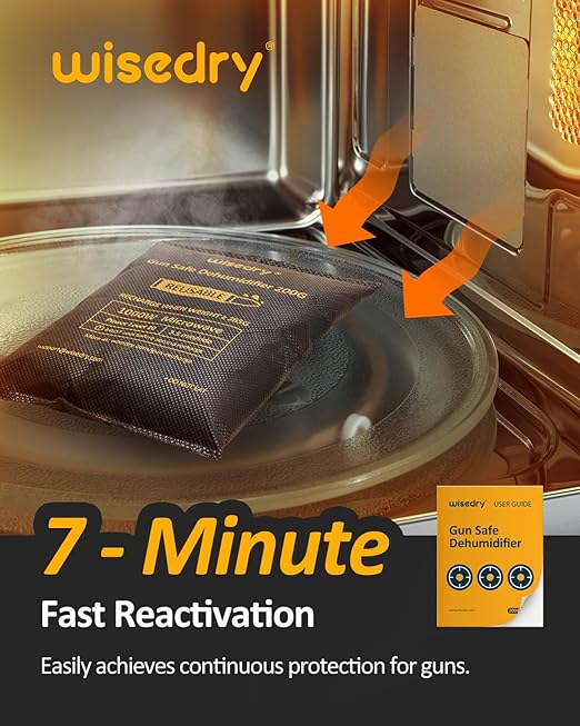 wisedry 200 Grams x 4 Packs Gun Safe Dehumidifier, Reusable Moisture Absorber for Gun Safes, Rechargeable Gun Safe Silica Gel