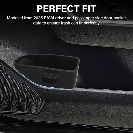 2PCS Door Side Trash Can for 2019-2024 2025 Toyota RAV4 Accessories Trash Bin with Handle Silicone Garbage Can (Left & Right Side)