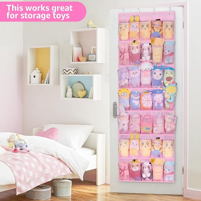 MISSLO 35 Large Pockets Over The Door Shoe Organizer Sturdy Oxford Fabric Hanging Shoe Rack for Door Mesh Closet Shoe Holder 