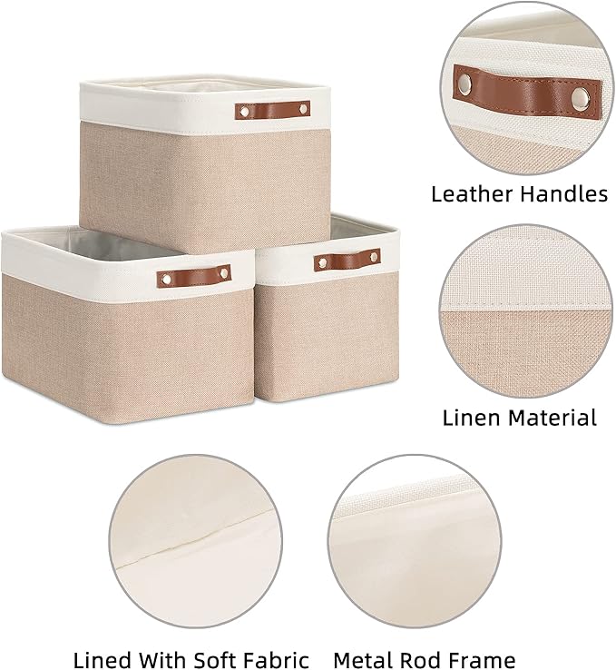 HNZIGE Fabric Storage Baskets for Shelves, Large Collapsible Storage Baskets for Organizing, Decorative Baskets Bins Set with