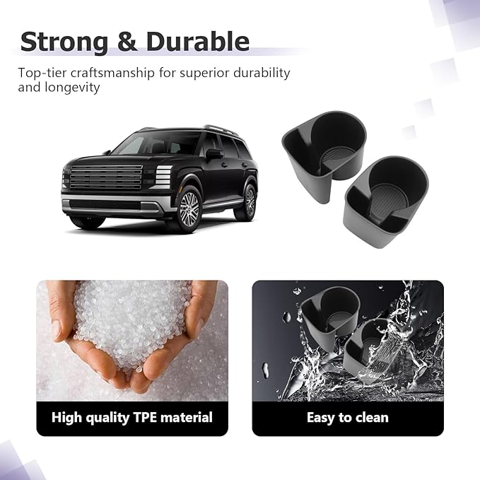 LUWU 2026 Palisade Accessories Rear Row Car Door Side Cup Holder Compatible with 2026 Palisade (SE/SEL/XRT PRO/Limited/Calligraphy) Interior Accessories TPE Material Cup Holder Insert 2-Pack