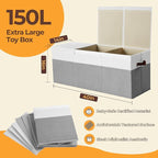 Extra Large Toy Box,150L Foldable Sturdy Toy Storage with Lid, 40"x14"x16" Kids Storage Organizer, Toy Chest for Boys&Girls,f
