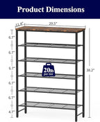 Kitsure Shoe Rack for Closet, Rustic Brown Shoe Organizer with Leveling Feet, Sturdy & Rust-Proof Shoe Storage for Entryway, 