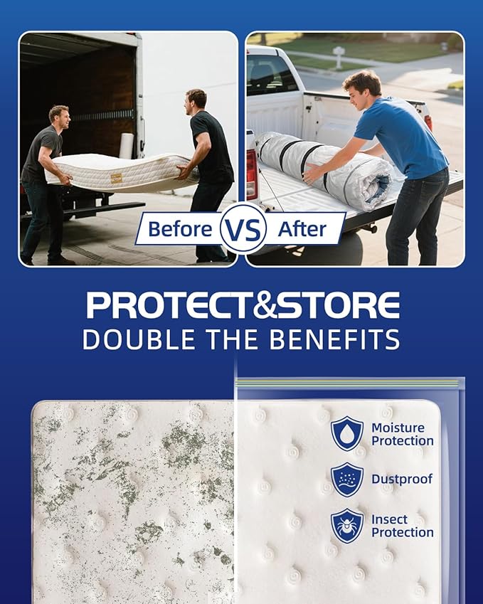 Vacuum Storage Bags for moving, Vacuum Seal Bags for Memory Foam, Latex, Clothing & Bedding, Space Saver Bags for Organizatio