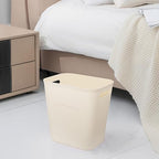 UUJOLY Plastic Small Trash Can Wastebasket, Garbage Container Basket for Bathrooms, Laundry Room, Kitchens, Offices, Kids Rooms, Dorms, 3.5 Gallon, Beige