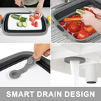 Collapsible Cutting Board with Container, Foldable Camping Sink with Colander, BBQ Prep Tub with Lid, Multifunction Dish Basi
