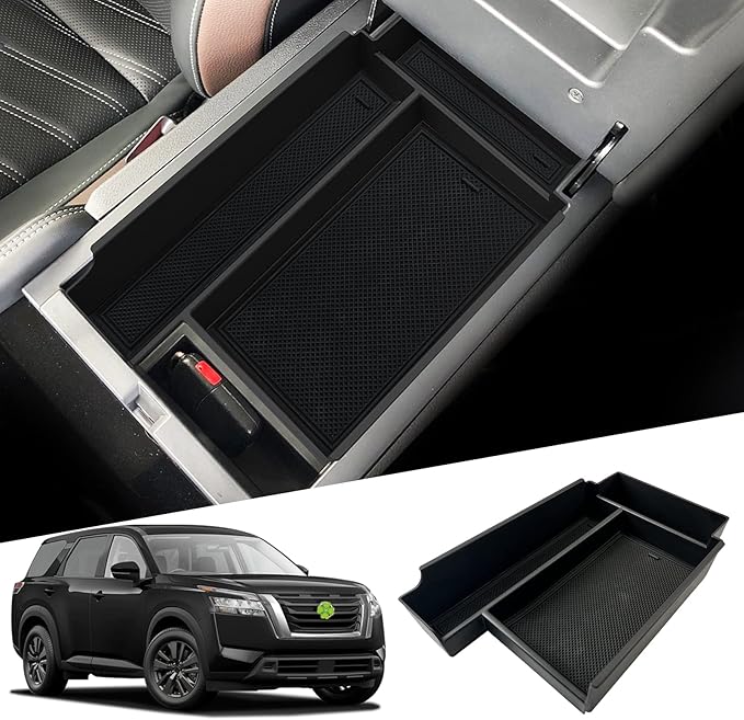 SHAOHAO for 2025 2026 Nissan Pathfinder Center Console Organizer Tray 2022 2023 2024 2025 2026 Pathfinder S/SV/SL/Rock Creek/Platinum Armrest Storage Box Pathfinder 2025 2026 Accessories Organizer