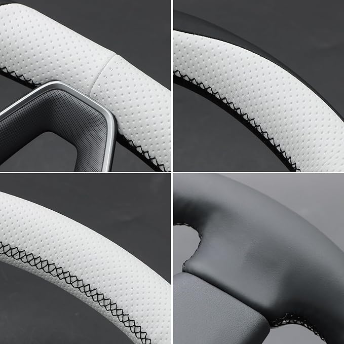 MEWANT DIY Stitching Steering Wheel Cover Wrap for Tesla Model 3 Highland 2023-2025/Model Y 2025 Highland for Tesla Model 3/Model Y Accessories(3D Style)