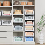 8 Pack Stackable Closet Storage Basket - Stackable Storage Bins, Multifunctional & Foldable Closet Organizer Waterproof, Ward