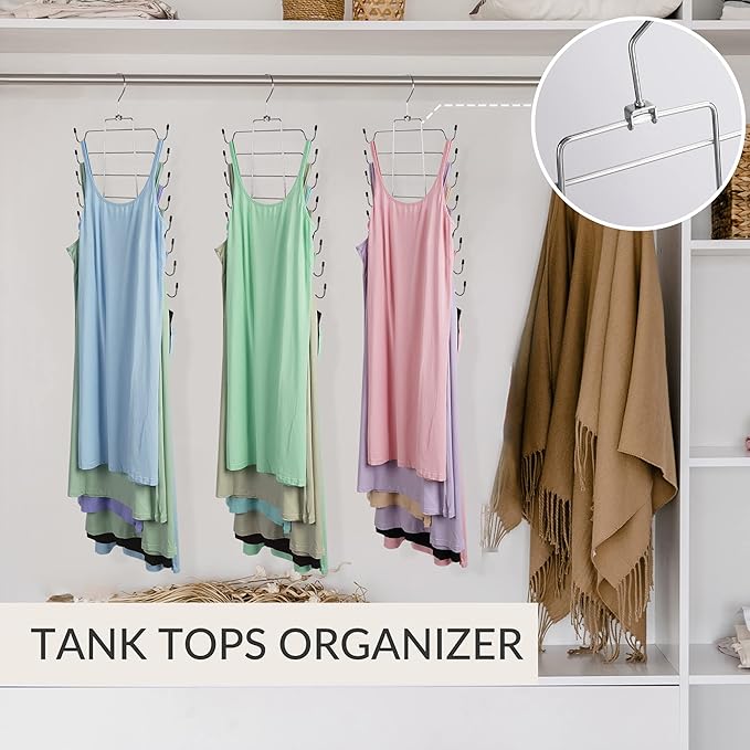 ZEDODIER 4 Pack Tank Top Hanger Space Saving, Bra Hangers for Closet Organizer, Hanging Bra Organizer Tank Tops Holder with 3