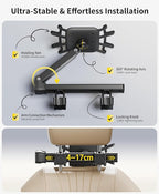 FANGOR Tablet Holder for Car - [3 in 1 Adjustable Extension Arm] Upgraded iPad Holder for car Backseat with Holding Net, Road Trip Essentials for Kids, for 7-13" iPad Pro, Air, Mini, Galaxy, Fire HD