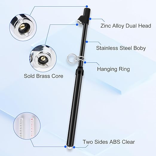 2-Pack Dual Head Tire Pressure Gauge – Heavy Duty 10-150 PSI Air Pressure Gauge with Stainless Steel Body, Metal Nozzle & Durable Plated Brass – for Cars, Trucks, Bikes, RVs (Black)
