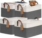 CHICVITA 4 Pack Large Storage Baskets for Shelves, Collapsible Closet Organizer Bins with Handles, Decorative Shelf Baskets f