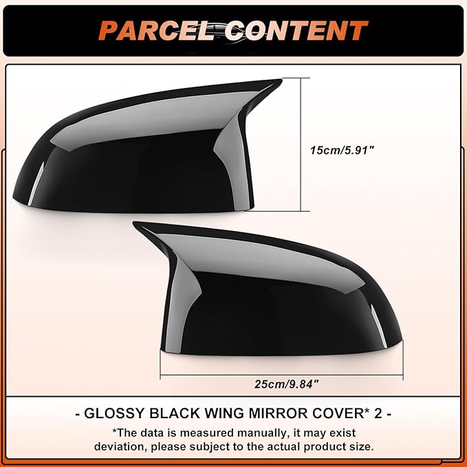 ACLONG Glossy Black Mirror Cover Caps Rearview Side Mirror Covers Fit for BMW X3/G01 X4/G02 X5/G05 X7/G07 2019-2025 X6/G06 2020-2025 Left Driver Side Right Passenger Side-2 PCS