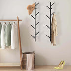 GAWAMAY Vertical Coat Rack Wall Mount Set of 2, Black Modern Metal Coat Hanging Cowboy Hat Rack for Wall, Mounted Coat Hooks 