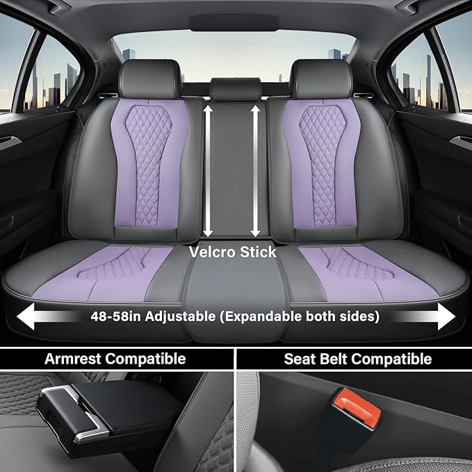 Coverado Automotive Seat Covers, Car Seat Covers Full Set, Purple Car Seat Cover, Car Seat Covers Front Seats Back Seat Cover
