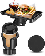 JPart Car Cup Holder Tray, Cup Holder Expander, 2 in 1 Detachable Car Food Tray with 360°Rotation Tray for Eating, Storage an