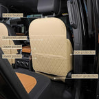 Seat Back Protector + Large Capacity Pocket Storage Organizer,Preventing The Impact of Children Stepping on The Seat Backrest (Style A-Beige)