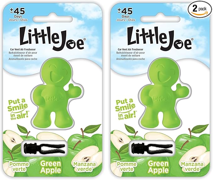 Little Joe 96416 Green Apple Scent Car Air Freshener A/C Vent Clip Uses Alcohol-Free Fragrance Oil is Non-Hazardous and Non-T