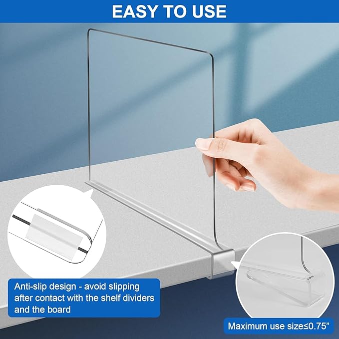 Acrylic Shelf Dividers for Closet Organization 18PCS Closet Shelf Divider Closet Dividers for Shelves Shelf Organizer for Clo