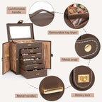 AKOZLIN 6-Tier Jewelry Box Organizer Functional 5 Drawers Leather Jewelry Storage Case for Women Girls Ring Necklace Earring 
