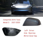 Compatible with Tesla Model 3 Side Mirror Cover Replacement 2017 2018 2019 2020 2021 2022 2023 2024 2025, Left Side Rearview Mirror Cover Cap for Model 3 Accessories(Silver)