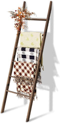Acacia Wood 6-Tier Blanket Ladder, 5.7FT(66.5'') Blanket Quilt Towel Holder Rack Decorative Ladder Wooden, Easy Assembly, Rus