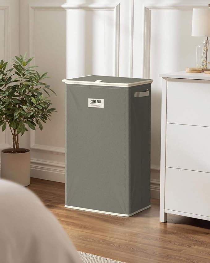 SOLEDI Laundry Hamper with Lid 100L Large & Tall Collapsible Laundry Basket, Clothes Hamper with Bag Removable Easy to Carry,