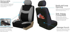 FH Group 3 Row Set 7 Seater Light & Breezy Flat Cloth Car Seat Covers, Combo Steering Wheel Cover & Seat Belt Pads, Airbag an