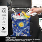 Car Garbage Can, Seat Back Hanging Cute Car Trash Can Bag, Car Organizer and Storage Bag for Travelling, Outdoor Cute Blue Starry Night