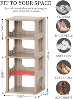 Narrow Shoe Rack - 5 Tiers Stackable Shoe Storage Stand for Entryway Hallway and Closet Durable Shoe Shelf Space Saving Boots