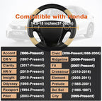 GIANT PANDA Microfiber Leather Steering Wheel Cover for Honda Accord,Civic,CR-V,HR-V,Pilot(Diamond-Pattern-Black+Beige-Standa