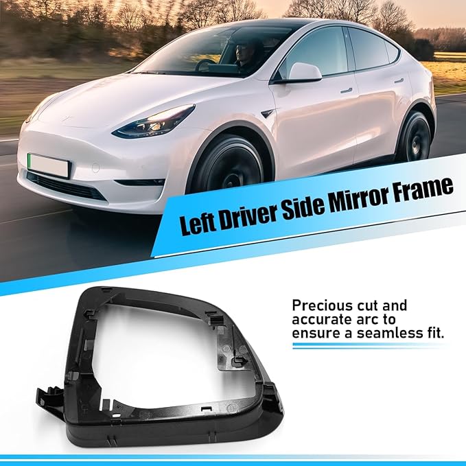 Jaronx Compatible with Tesla Model Y Side Mirror Cover Housing 2018-2025, Left Driver Side Door Wing Rearview Mirror Frame Cover Compatible with Tesla Model Y Accessories