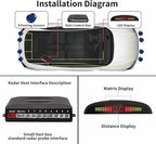 Car Reverse Parking Radar System with 8 Parking Sensors Distance Detection + LED Distance Display + Sound Warning (Blue Color)
