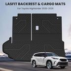 LASFIT Cargo Mat for Toyota Highlander 2026-2020, All Weather TPE Custom Fit Cargo Liner for Highlander Accessories, 2025 Highlander Trunk&Backrest Mats(Fit Without Subwoofer, Fit 7&8 Seats)