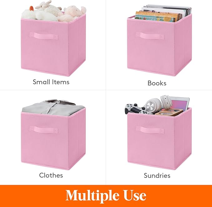 Lifewit Storage Cubes, Foldable Decorative Fabric Storage Baskets for Organizing Home Organizers with Handles for Shelves, Cl