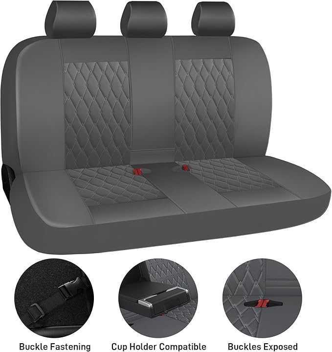 CAROMOP Faux Leather Car Seat Covers Full Set,Luxury and Comfortable Covers for Cars,Split Bench Compatible Car Interior Cove