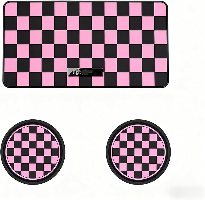 Car Interior Accessories Set – 2PCS Silicone Cup Holder Coasters & 1PCS Anti-Slip Dashboard Pad, Universal Non-Slip Rubber Ma