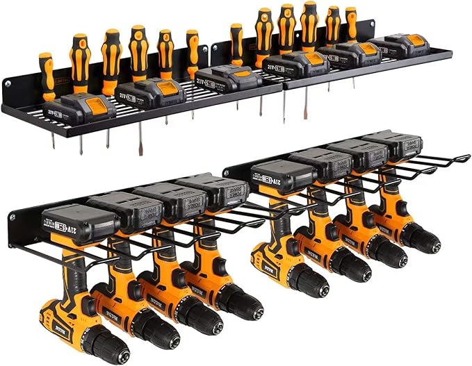 UU-Major Power Tool Organizer with Charging Station,Drill Holder Wall Mount,Garage Storage Shelves for Organization and Stora