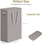 efluky Slim Laundry Basket with Lid, Narrow Laundry Hamper with Handles, Collapsible Dirty Clothes Hamper, Tall Laundry Bin f