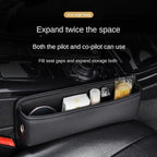 Car Seat Gap Filler Organizer, 2-Pack, Black Leather, Universal Anti-Drop Holder for Phone, Keys, Cards, Fits SUV, Truck