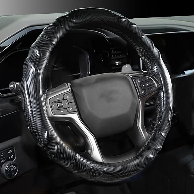 Car Steering Wheel Cover for Chevy Silverado 1500 2500 3500, Tahoe, Equinox,Traverse,Colorado,Black