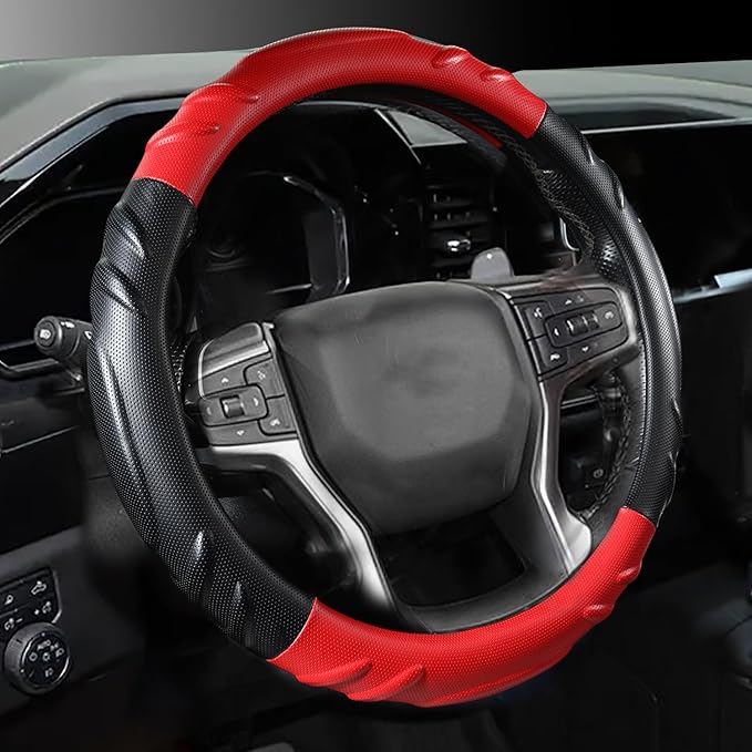 Car Steering Wheel Cover for Chevy Silverado 1500 2500 3500, Tahoe, Equinox,Traverse,Colorado,Red