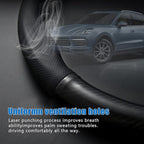 gunhunt 1 PC Car Breathable Steering Wheel Cover, Carbon Fiber Non-Slip Steering Wheel Protector, Wear -Resistant Steering Wheel Sleeve, Four Seasons Universal Steering Wheel Set (D -Shaped)